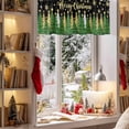 thumbnail image 3 of Green Christmas Tree Valances for Windows, 42 x 18in, Merry Christmas Gold Snow Pine Tree Black Rod Pocket Kitchen Valance Curtain Light Filtering Window Treatments for Living Room Bedroom, 1 Panel, 3 of 7