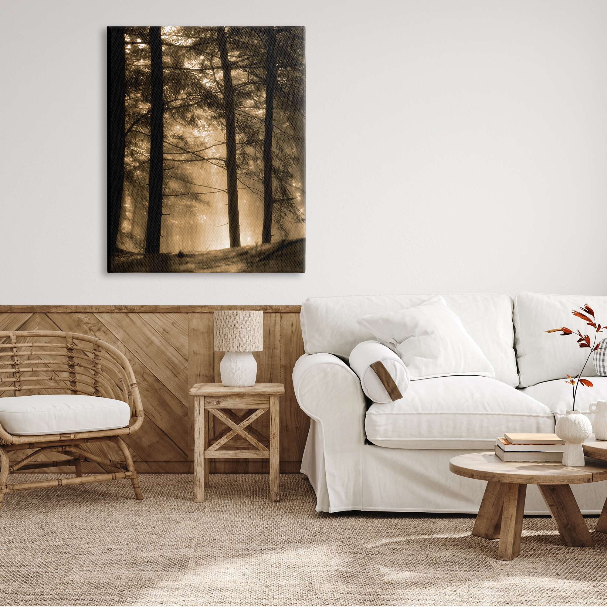 Stupell Industries Light Through Forest Tree Top Foggy Woodland Photography, 36 x 48,Design by Daniel Sproul