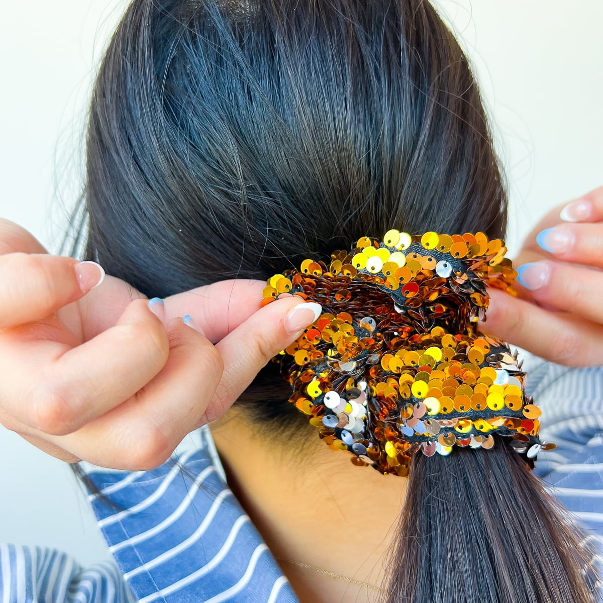 Packed Party “ Sparkle Time ” Gold and Silver Sequined Jumbo Hair Scrunchie, Ponytail Holder