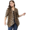 thumbnail image 2 of Cárdigan TalGrande Estampado De Leopardo Frente Abierto uxcell Beige XL, 2 of 6