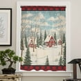 thumbnail image 4 of Christmas Semi Sheer Curtains Drapes for Living Room, Bedroom, French Doors Window 84 Inches Long, Farmhouse Snowflake Xmas Tree Red Plaid Rod Pocket Chiffon Curtain Drapery Voile Draperies Panel, 4 of 6
