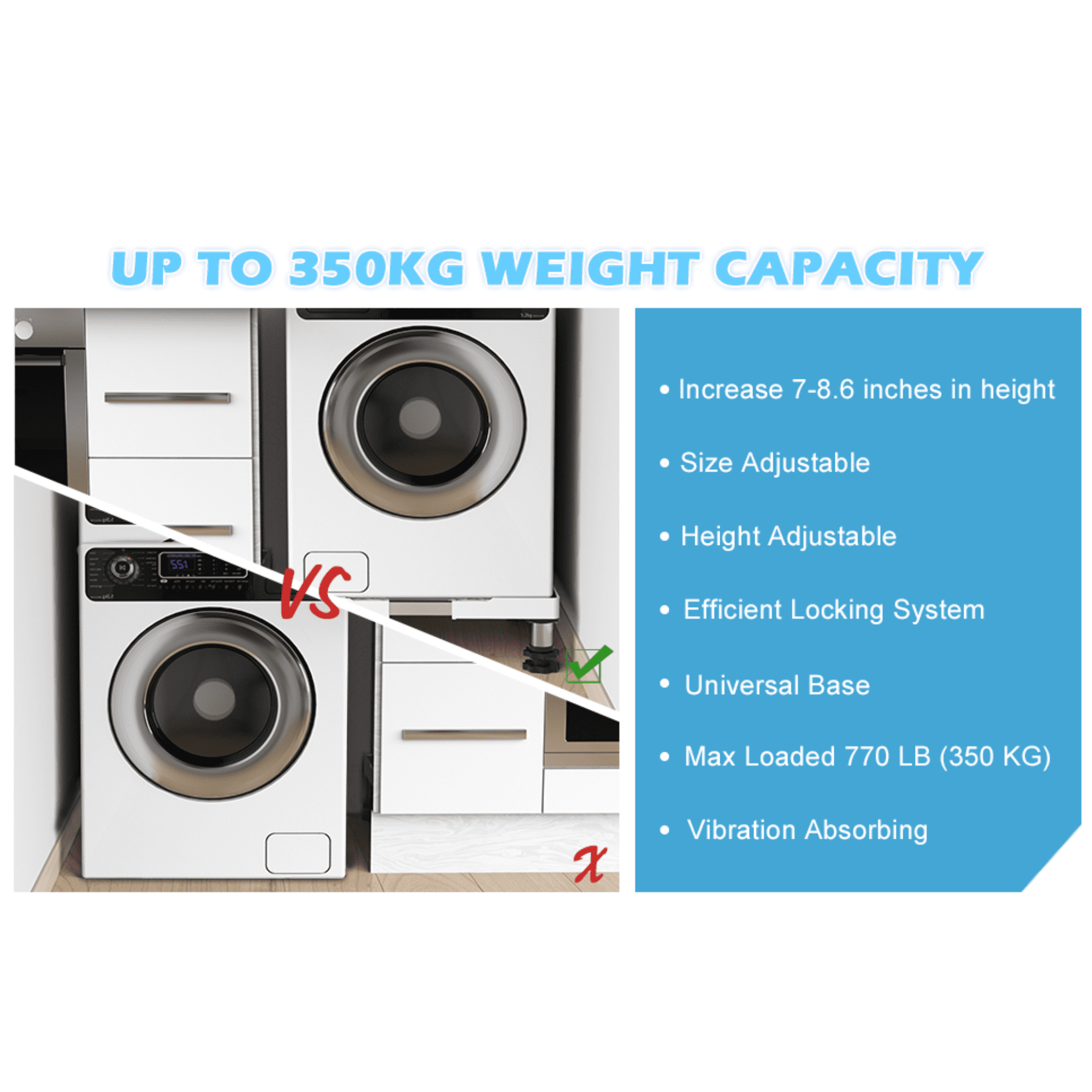 Washer and Dryer Stand, Refrigerator Washing Machine Laundry Pedestal, Upright Freezers Accessories