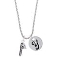 thumbnail image 1 of Delight Jewelry Silvertone Chainsaw Silvertone Script Initial Disc - Y - Charm Necklace, 20"+3", 1 of 4