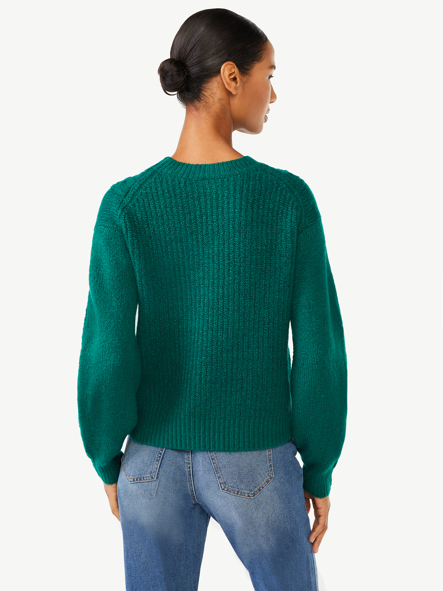 Scoop Women's Textured Cable Knit Sweater - image 3 of 5