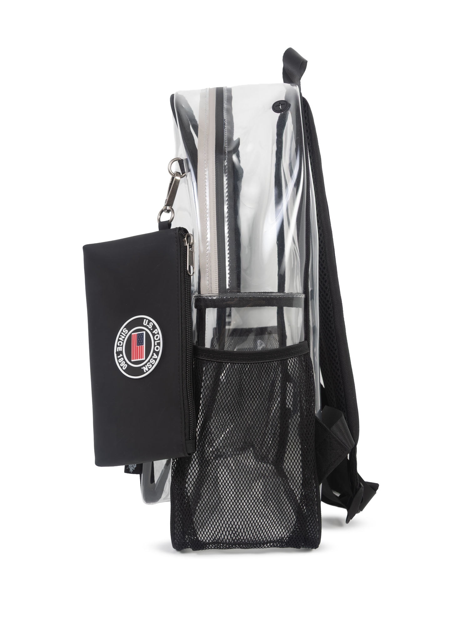 U.S. Polo Assn. Unisex Kid's 18" Clear Backpack, Black