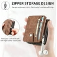 thumbnail image 5 of 2 in 1 Wallet Case for Samsung Galaxy Z Flip 5 5G, Durable PU Leather Detachable Magnetic Zipper Pouch Purse Cover for Galaxy Z Flip 5 Case with Card Slots Stand Holder,Brown, 5 of 16