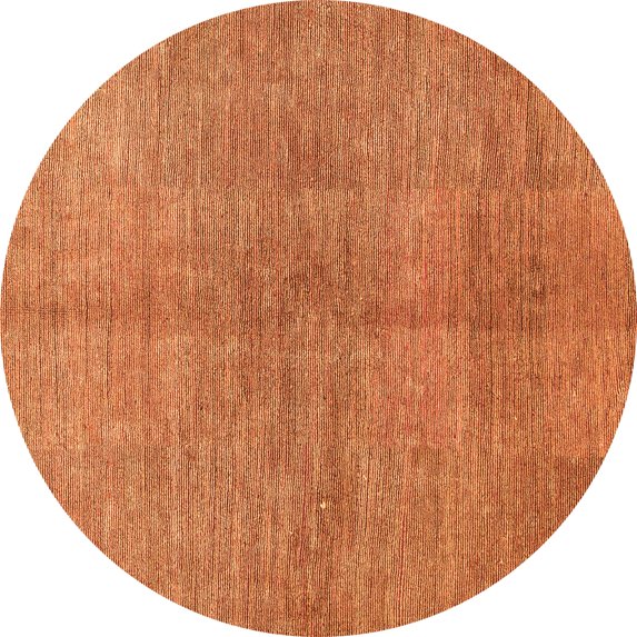 Ahgly Company Machine Washable Indoor Round Abstract Orange Modern Area Rugs, 3' Round