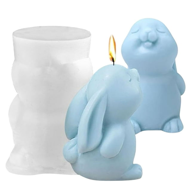 Pisexur Batería de cocina Moldes de conejos de Pascua. Molde para hornear de conejo de Pascua. Molde de conejo de Pascua para yeso. Velas de cera de soja. para la cocina del hogar