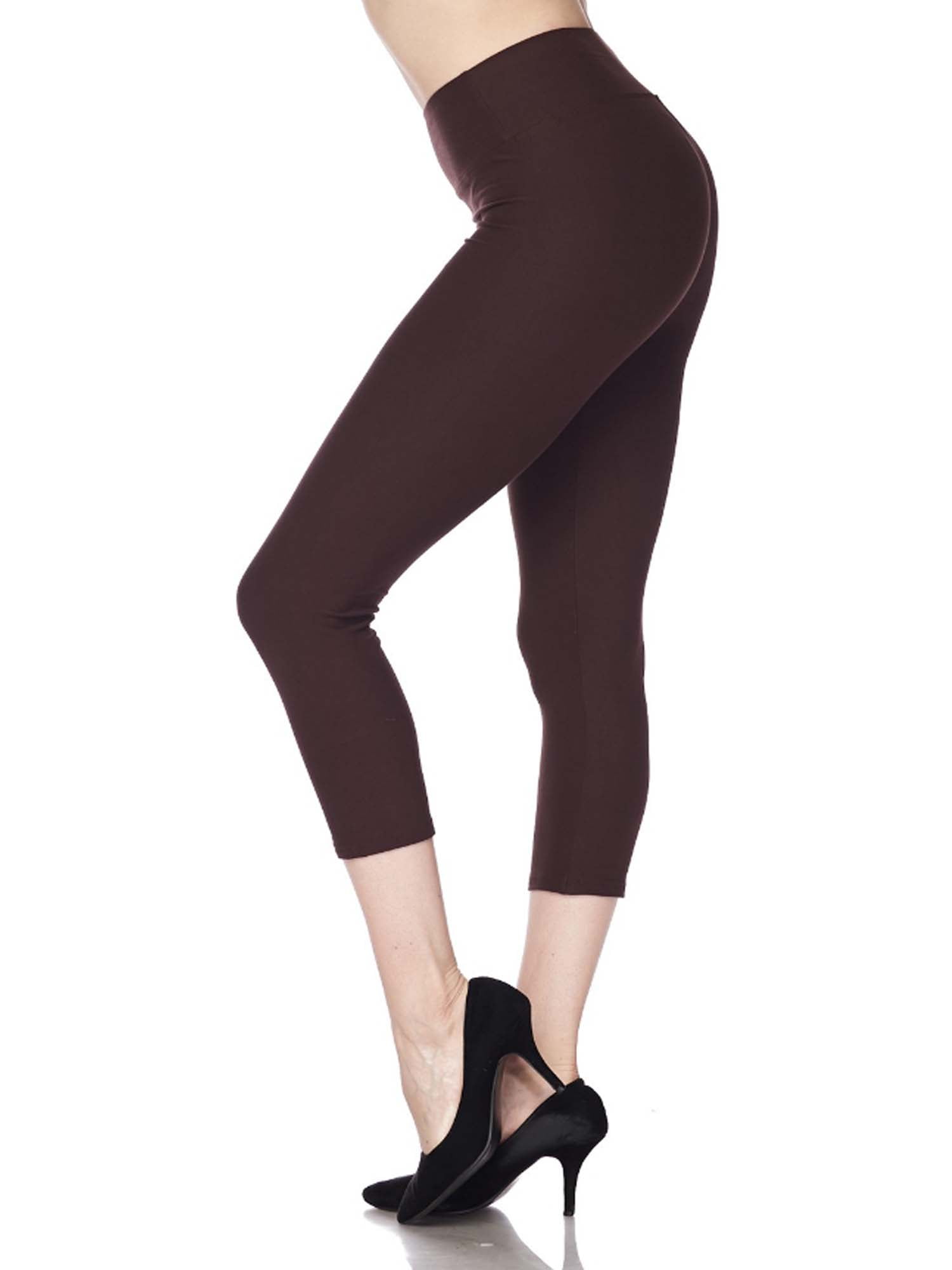 Kuda Moda 4-Pack Capri Leggings For Women 3 inch Wide Waistband Yoga Sports and Casual Capri Legging Pants (S/M/L)
