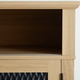 thumbnail image 5 of Embossed Pattern TV Stand, TV and Media Console with Open and Closed Storage Space and Sliding Door, Adjustable Shelves, for Living Room & Bedroom, Light Oak, 5 of 9