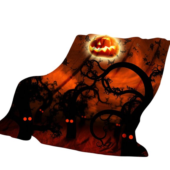 StlyGar Halloween Throw Blanket Ultra Soft Plush Fleece with Spooky Pumpkins Cozy Lightweight Flannel Throw for Sofa Bed Couch Halloween Decor