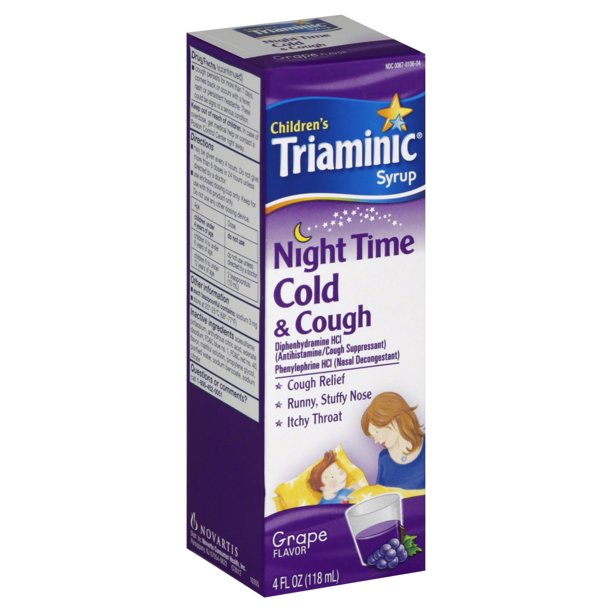 Children's Triaminic Night Time Cold & Cough Liquid, Grape, 4 Fl Oz