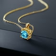 thumbnail image 4 of Gem Stone King 2.47 Ct Cushion Swiss Blue Topaz 18K Yellow Gold Plated Silver Pendant, 4 of 4