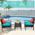 thumbnail image 5 of Costway 3PCS Patio Rattan Furniture Set Storage Table Cushioned Sofa Turquoise, 5 of 10