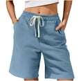 thumbnail image 2 of PUMISAS Fall Shorts For Women Elastic And Adjustable Waistband Mid Waist Drawstring Shorts Comfortable Casual Loose Pants With Pockets, 2 of 6