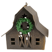 Holiday Time Bronze Metal Barn Ornament. Casual Traditional Theme. Bronze Color.