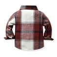 thumbnail image 4 of Inglocry Kids Flannel Plaid Shirt Boys Long Sleeve Tartan Clothes Toddler Baby Button Down Coat Fall Winter Red for 18-24 M, 4 of 5