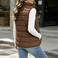 thumbnail image 5 of Mifsaly Puffer Vest Women Warm Sleeveless Quilted Jacket Stand Collar Zip Up Lightweight Fall Winter Travel Daily Layering Casual Outerwear with Pockets Brown,XXL, 5 of 6
