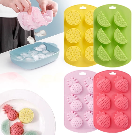 Fruit Silicone Molds, Gummy Molds Silicone, Fruit Ice cube tray, Watermelon/Strawberry/Lemon/Pineapple Shapes, Reusable Candy & Cake Decor Baking Tools for Gummy, Chocolate Green 1Pcs