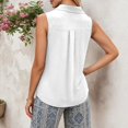 thumbnail image 2 of CUSTG Casual Blouses For Women Simple Solid Color Sleeveless Collared Blouse Button Down Shirt Lightweight Summer Tops Work Stylish Dailywear, 2 of 5