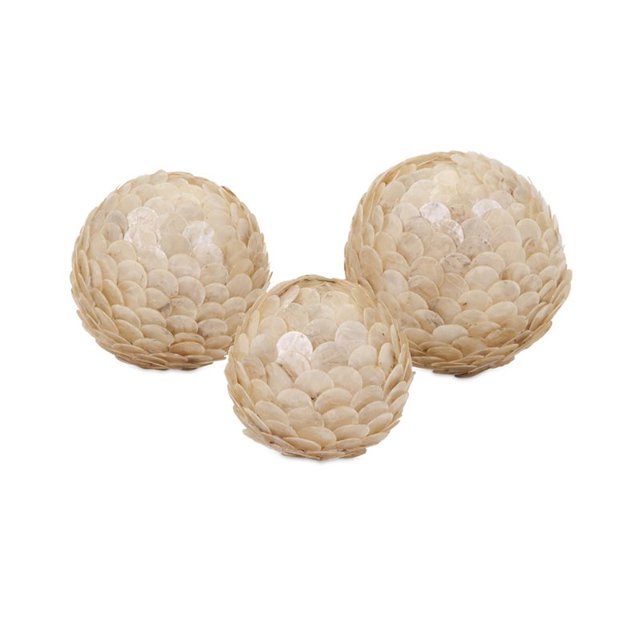 IMAX Corporation Estela 3 Piece White Shell Ball Set in Beige