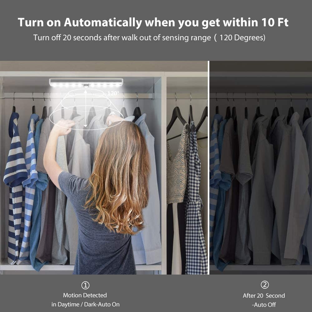 Motion Sensor Light Under Cabinet Lighting Wireless Closet Light Battery Operated LED Lights for Room Stick on Lights Under Counter Light,5Pack