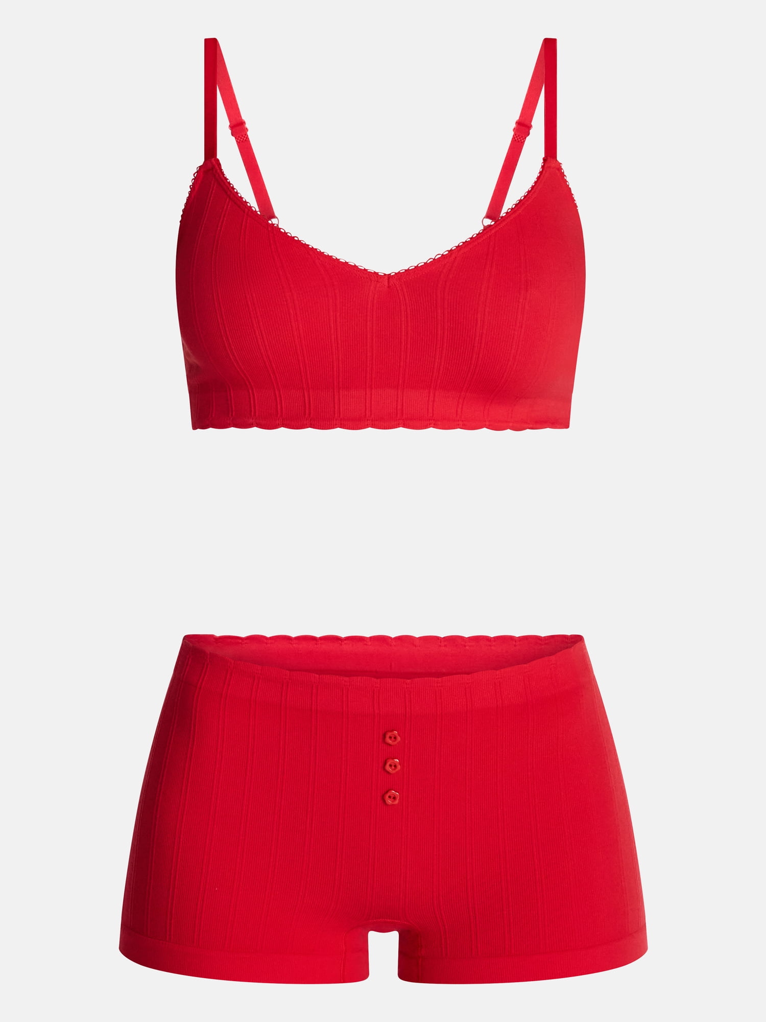 No Boundaries Seamless Triangle Bralette and Boyshorts Set, 2 Piece, Women's XS-XXL