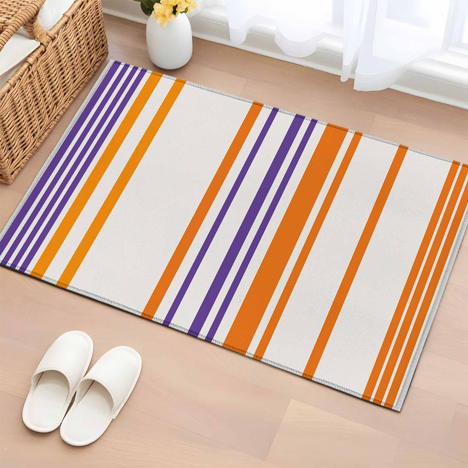 Basics Patterned Washable Small Entryway Area Rugs 2 x3 Watercolor Rectangle Colorful Stripes Low Pile Throw Rug Non-Slip Sturdy Edge Binding Carpet for Front Door Floor Room Entry