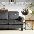 thumbnail image 5 of 3 Seater Corduroy Sofa with Deep Seats, 84" Modern Comfy Upholstered Couches for Living Room, Dark Gray, 5 of 10