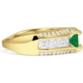 thumbnail image 5 of Round Engagement Ring Green Emerald Cubic Zirconia Yellow Tone 925 Sterling Silver, Size 10, 5 of 7