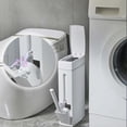 thumbnail image 1 of Naxoaeo - Juego de escobilla para inodoro, cubo de basura delgado de 4 l con tapa, soporte para escobilla, bolsa de basura y caja de pañuelos, kit de baño 4 en 1 (blanco), 1 of 8