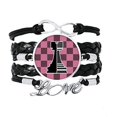 thumbnail image 1 of Checkerboard Rook Black Word Chess Bracelet Love Accessory Twisted Leather Knitting Rope Wristband Gift, 1 of 2
