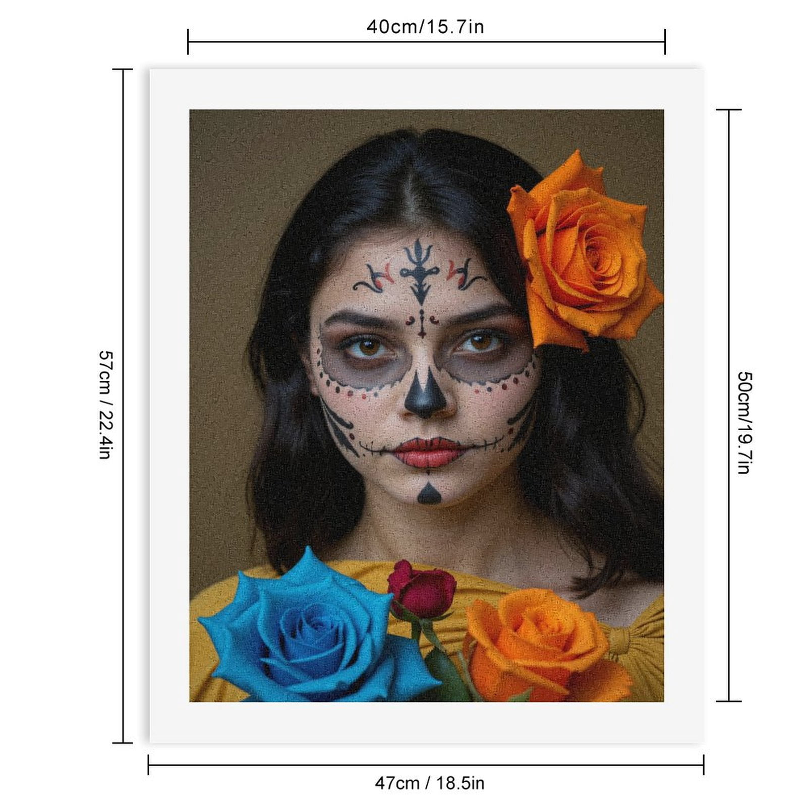 Paint By Numbers Kit for Adults Beginner - DIY Dia De Los Muertos Face Art Roses Canvas Painting Kits for Adults, Frameless Paint By Number for Adults for Home Wall Decor 16x20 Inch