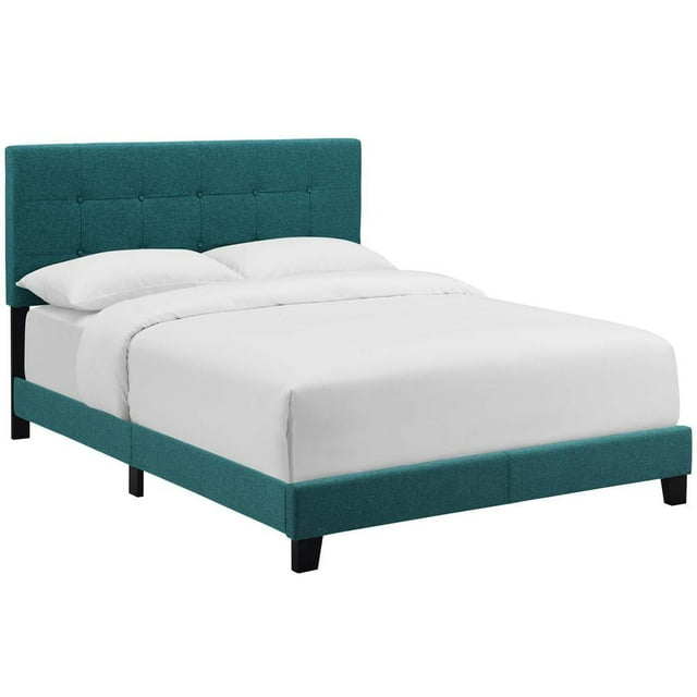 Modway Amira Lit Double Moderne Rembourré en Tissu de Polyester Bleu Sarcelle