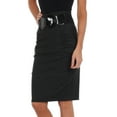 thumbnail image 4 of Sakkas Petite High Waist Shirred Stretch Pencil Skirt with Wide Belt - Charcoal - Large, 4 of 4