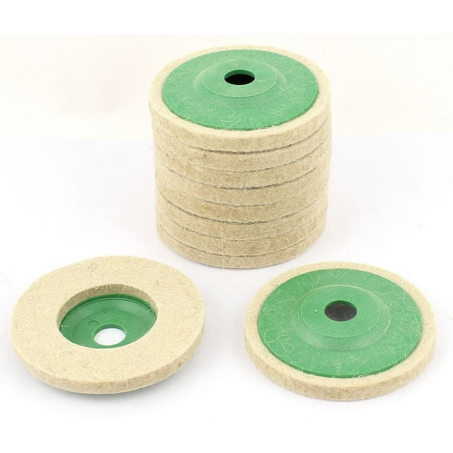 Ruedas de pulido de fieltro de 95 mm de diámetro exterior en color beige, discos de pulido, 10 piezas