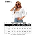 thumbnail image 7 of Women's Long Sleeve V-Neck Button Down Cardigan Knit Shrugs Sweater, 7 of 7