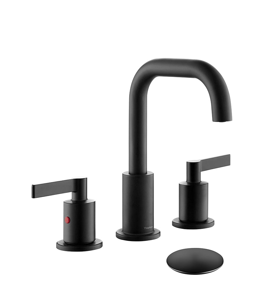 Matte Black 8 inch Widespread Bathroom Sink Faucet 3 Holes with Pop up