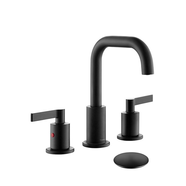 Matte Black 8 inch Widespread Bathroom Sink Faucet 3 Holes with Pop up