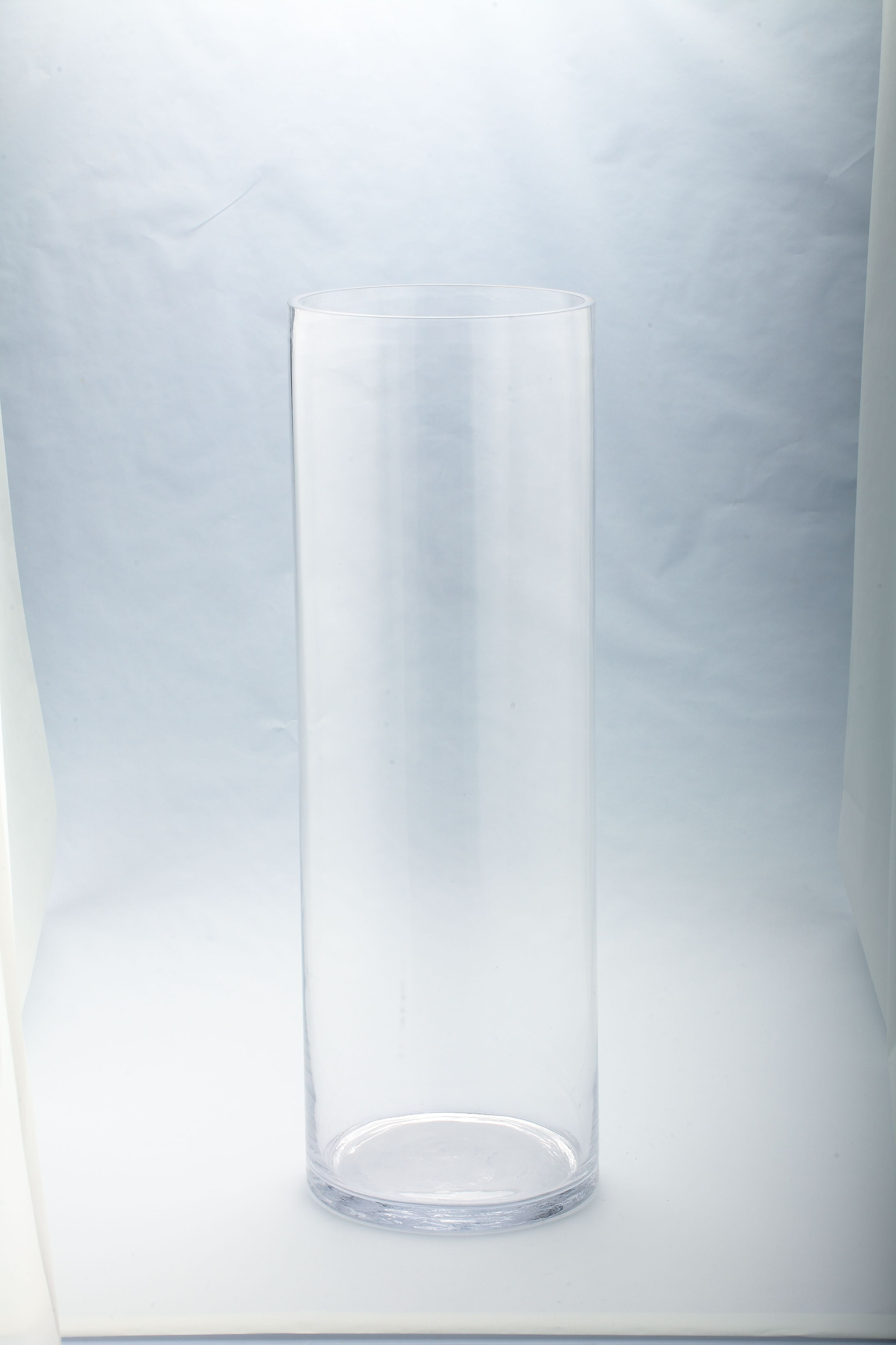 23.5" Clear Solid Glass Cylindrical Flower Vases Tabletop Decor