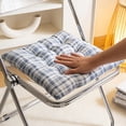 thumbnail image 4 of Yhmxh Cojín cuadrado a cuadros con lazos para silla, cojín grueso para exteriores con capitoné, almohada de suelo suave y transpirable, almohadilla antideslizante para silla de comedor, silla de of, 4 of 5