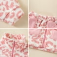 thumbnail image 7 of CUZIBR Boys Fall Jumpsuit Tracksuit Thick Fuzzy Leopard Print Long Sleeve Zip Up Square Collar Jacket And Pants Winter 2 Piece Clothing Set,Pink,5-6 Years, 7 of 7