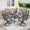 Dark Gray Table-Gray Chair, variant on DIFY 3PCS Small Patio Dining Set,18" Square Metal Table and 2 Swivel Chairs,Black&Blue