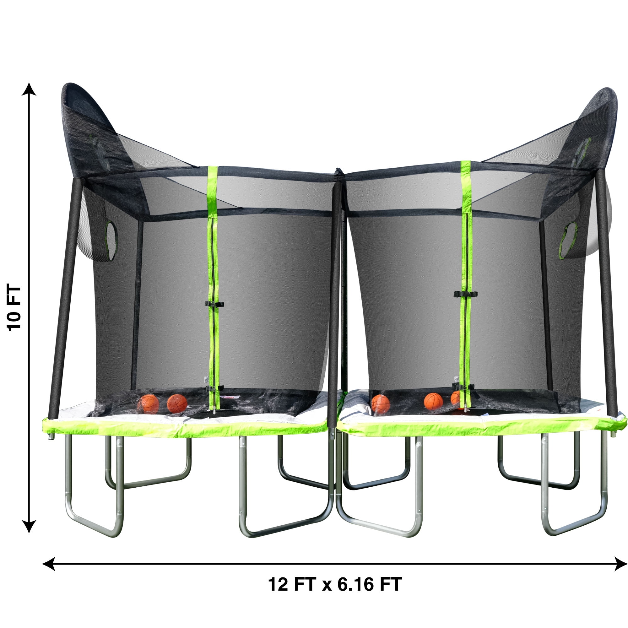 Sportspower TruJump 12' x 6' BattleBall Trampoline with Enclosure, Green