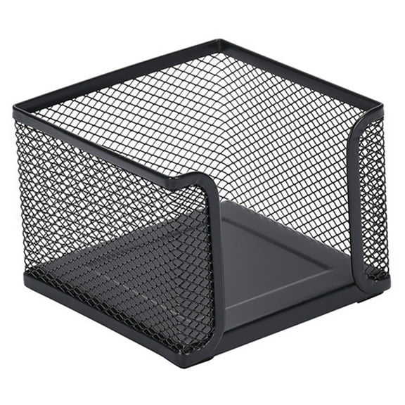 Note Pad Storage Box Fine Mesh Large Capacity Easy Access Black Heavy Duty Metal Desktop Memo Pad Sticky Note Organizer Home Supplies-Black