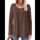 thumbnail image 3 of Camisas de Larga para Mujer, Conjuntos de Otoño, Cuello Redondo, Túnicas Casuales, Blusas de Moda, Ropa de Moda. Café XXL, 3 of 6