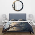 thumbnail image 3 of Designart "Blue Cherry Blossom Bough I" Tree Bonsai Bedding Covert Set - Traditional Beige Landscapes Bed Set With 2 Shams, 3 of 6