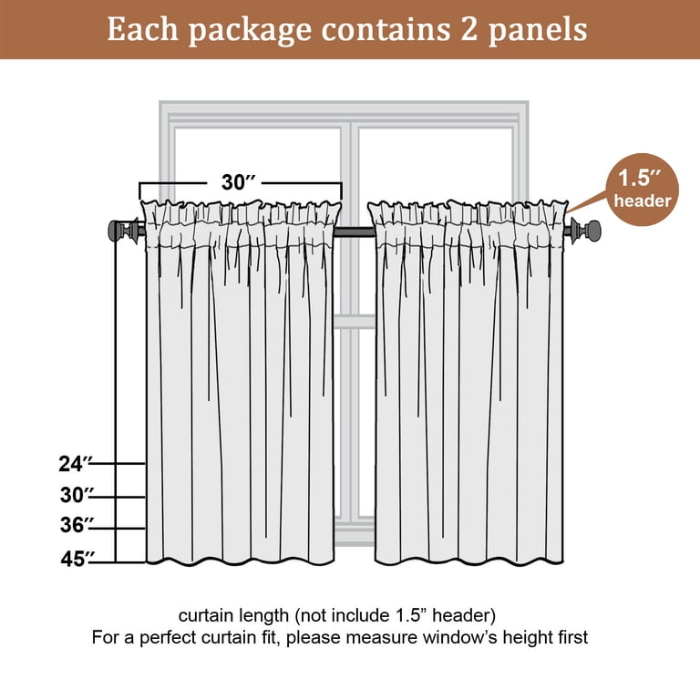 OVZME Judy Cafe Curtains, 30"W x 30"L, Natural Faux Linen photo 5