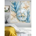 thumbnail image 4 of Vintage Ocean Sheer Curtains 72 Inch Long 2 Panels, Blue Watercolor Coral Starfish Coastal Light Filtering Rod Pocket Curtains, Sheer Voile Drapes for Living Room Bedroom, 52"x72", 4 of 8