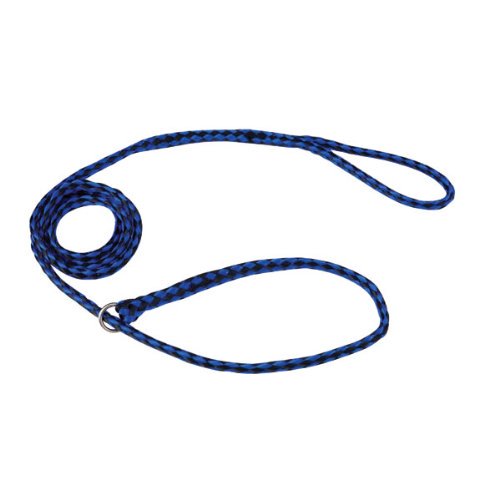 MPP Braided Poly Dog Leads Slip Style Kennel Pet Leash O Ring 5ft Long Choose Color (Blue/Black - 12 Pack)